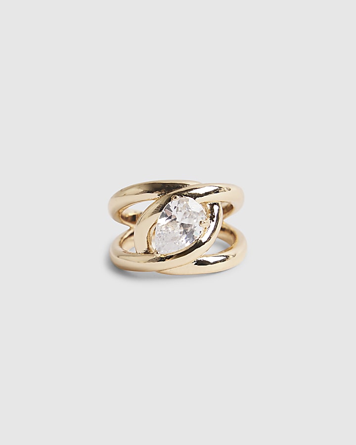 Gold Pear Stone Wrap Ring