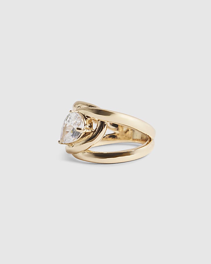 Gold Pear Stone Wrap Ring