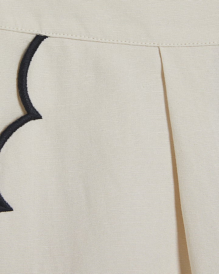 Cream Linen Blend Scallop Wide Leg Trousers