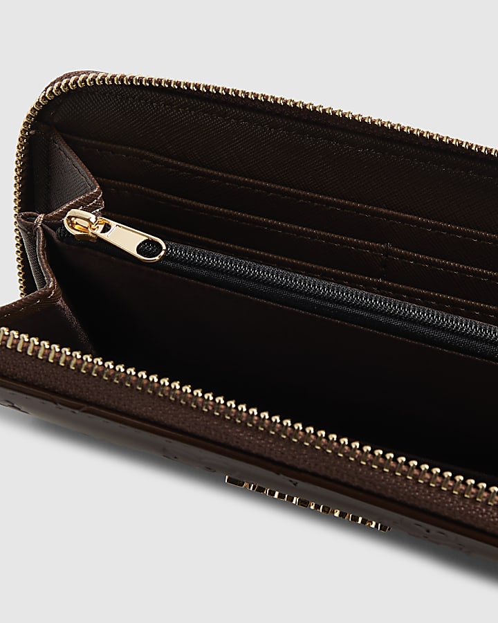 Brown Patent Embossed Monogram Purse