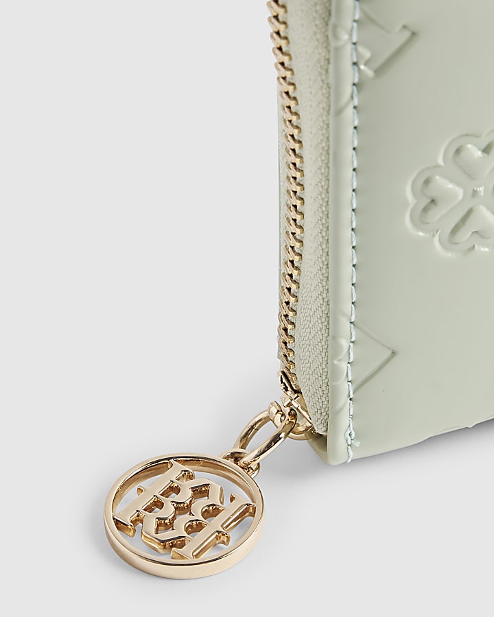 Green Embossed Monogram Patent Purse