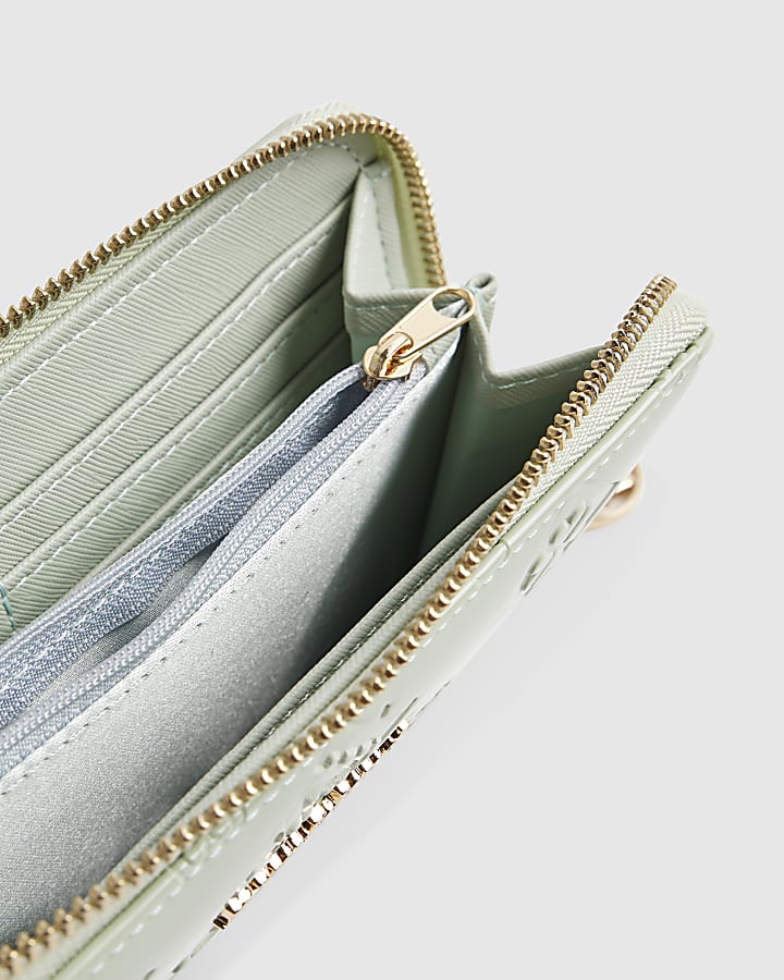 Green Embossed Monogram Patent Purse