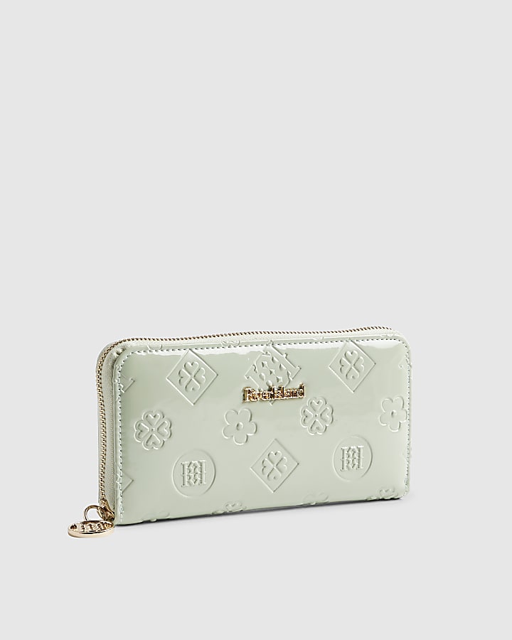 Green Embossed Monogram Patent Purse