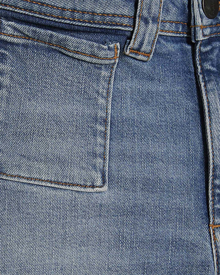 Petite Blue Relaxed Flare Jeans