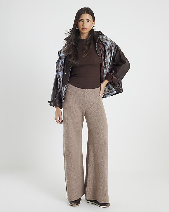 Brown Cosy Wide Leg Trousers