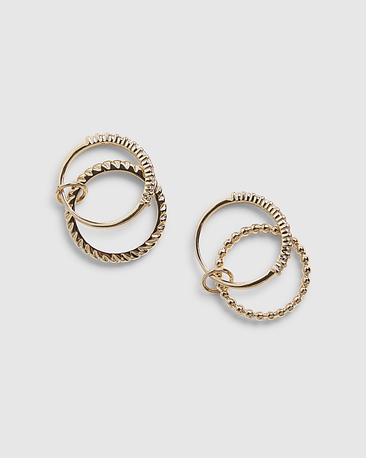 Gold Linked Stack Rings Set