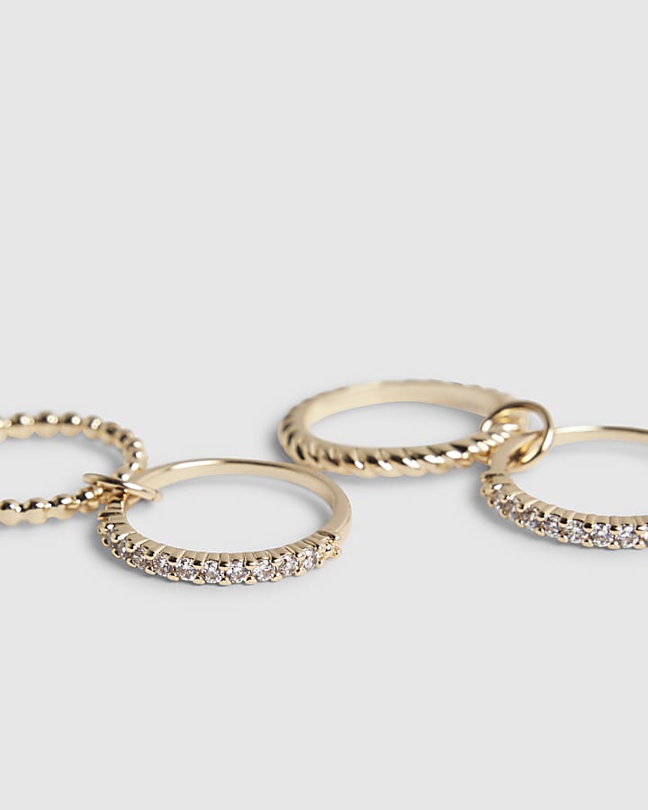 Gold Linked Stack Rings Set