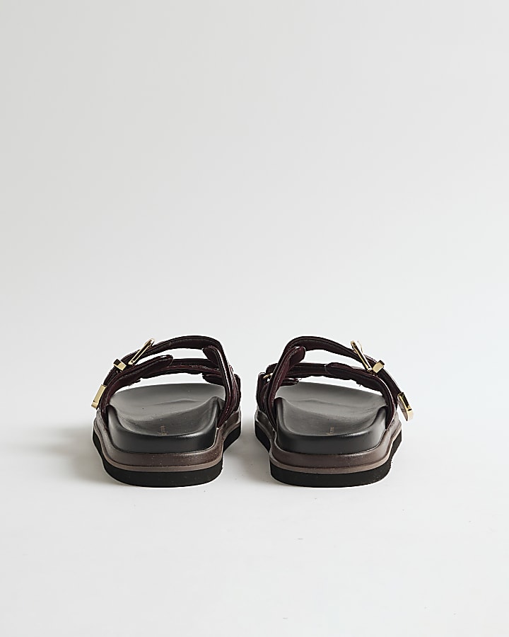 Red Quilted Double Strap Sandals