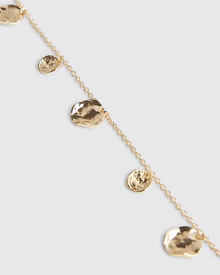 Gold Red Chip And Stretch Coin Anklet