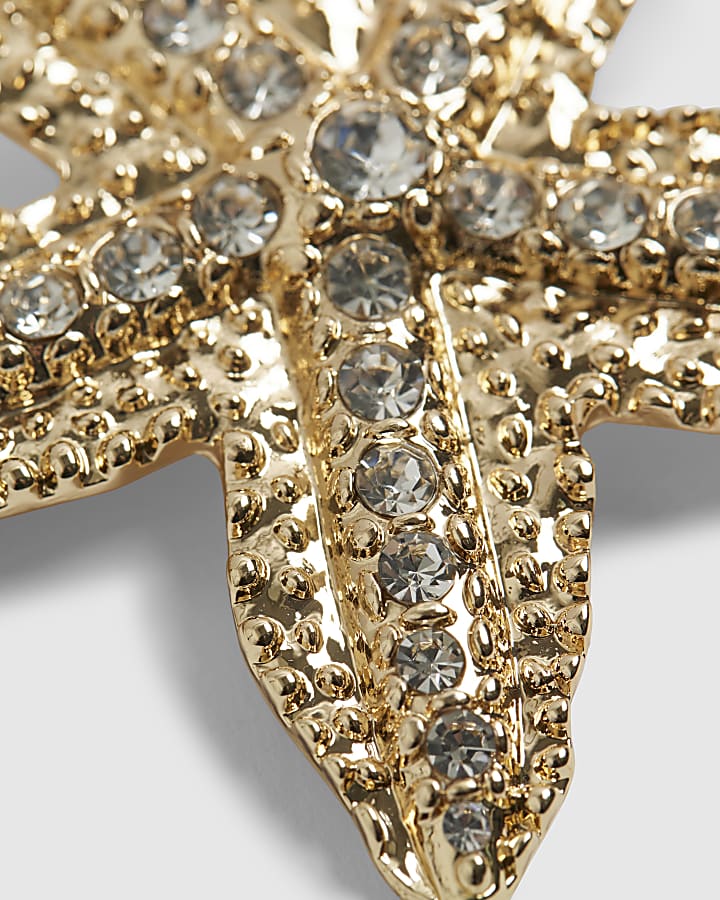 Gold Diamond Simulant Starfish Hair Clip