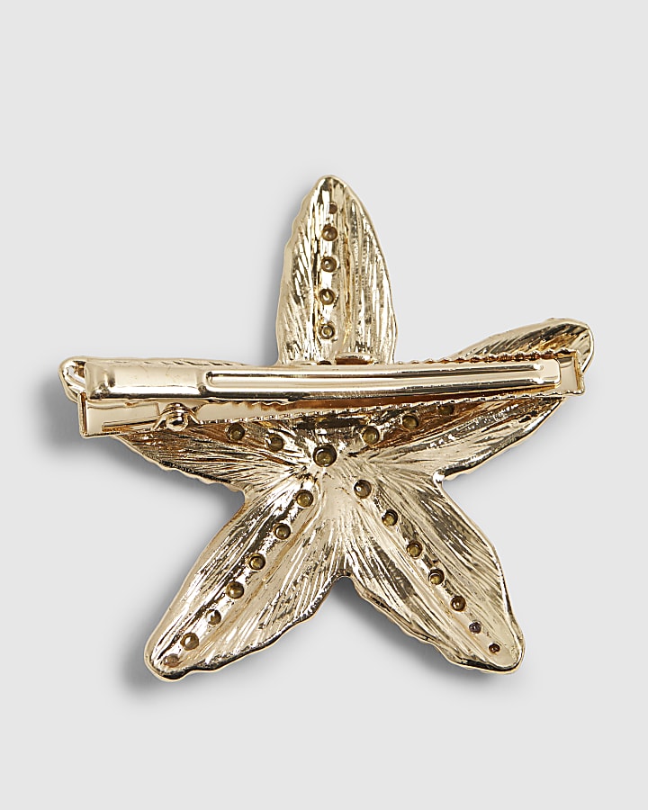 Gold Diamond Simulant Starfish Hair Clip