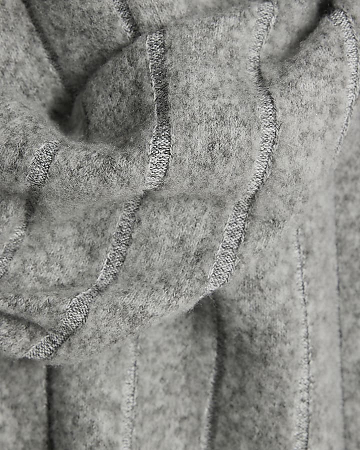 Grey Long Sleeve Twist Front Cosy Top