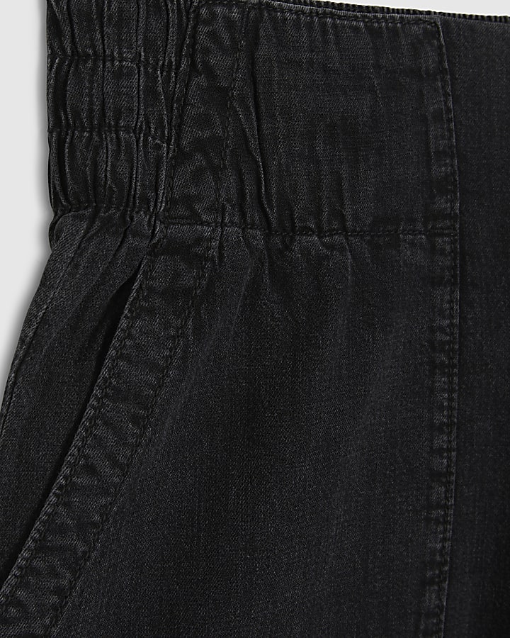 Black Pull On Wide Leg Jeans