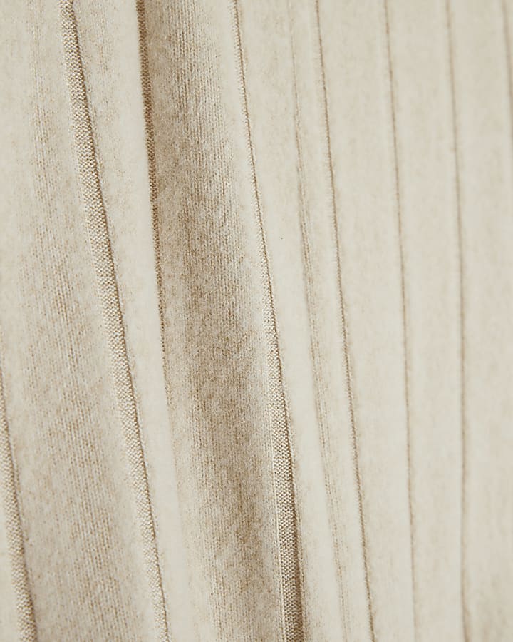 Beige Long Sleeve Twist Front Cosy Top