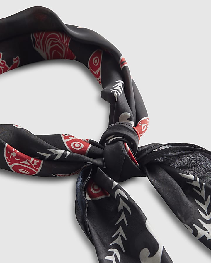 Black Nautical Print Tie Scarf