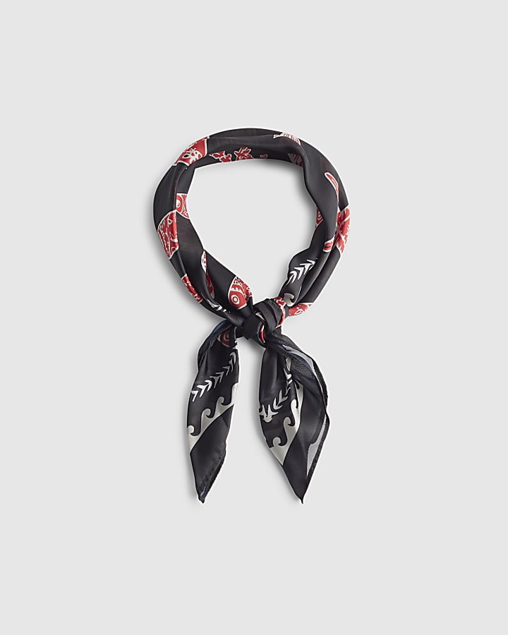 Black Nautical Print Tie Scarf