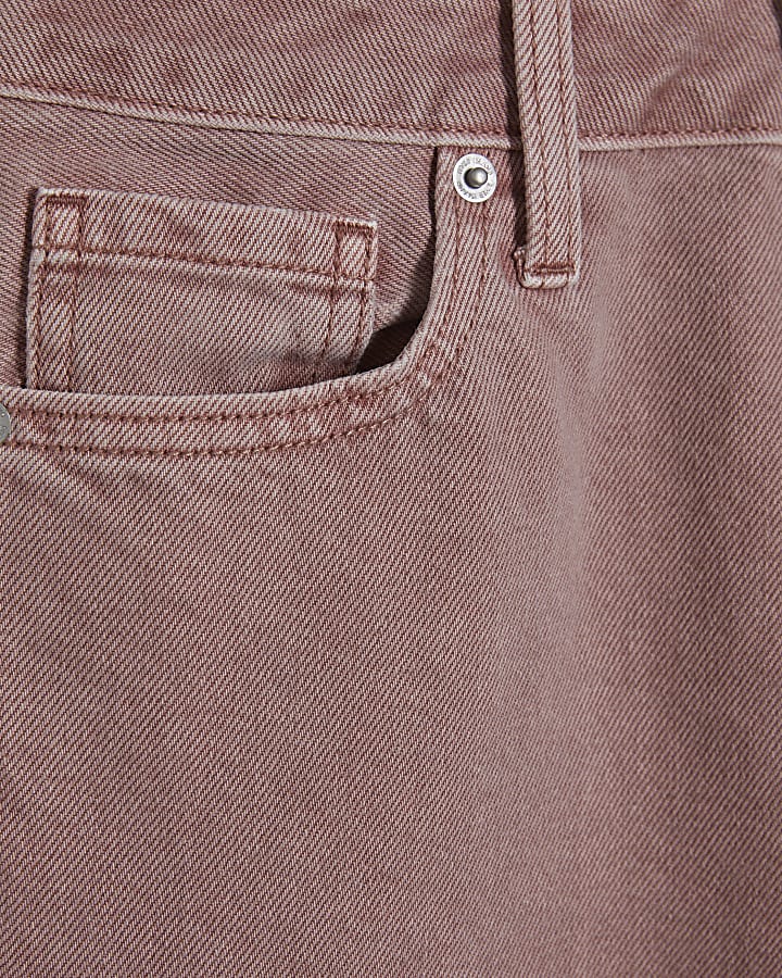 Pink High Waisted Relaxed Straight Jeans