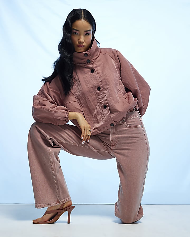 Pink High Waisted Relaxed Straight Jeans