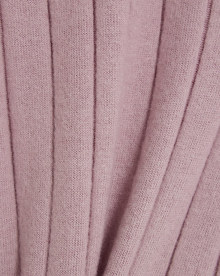 Pink Cosy Ribbed Wide Leg Trousers