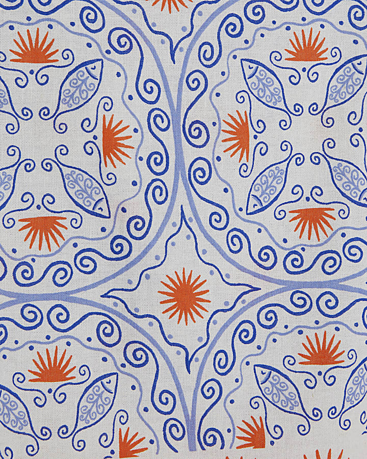 Petite Blue Printed Linen Blend Tank Top