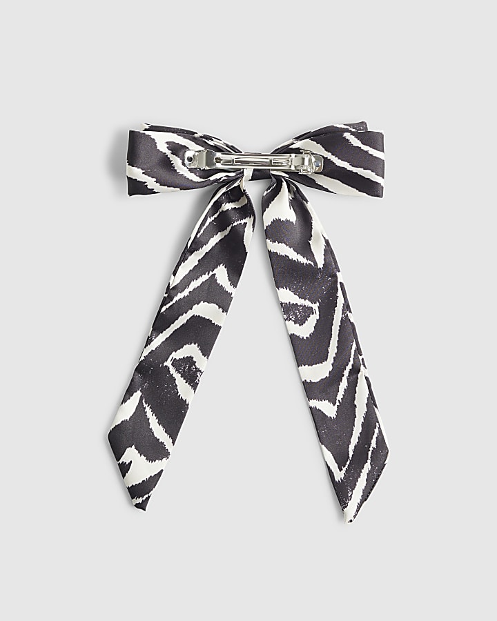 Black Zebra Print Bow Hair Clip