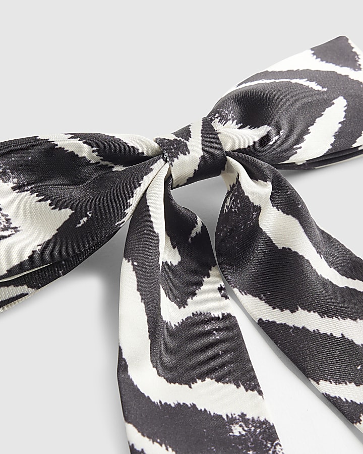 Black Zebra Print Bow Hair Clip