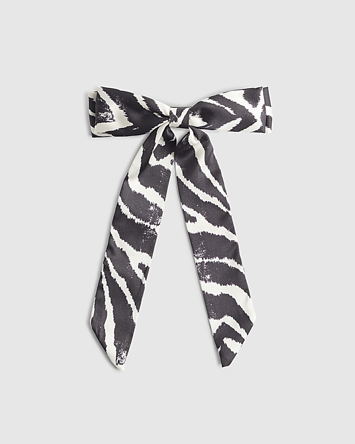 Black Zebra Print Bow Hair Clip