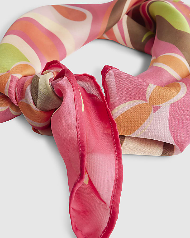 Pink Swirl Print Neck Scarf