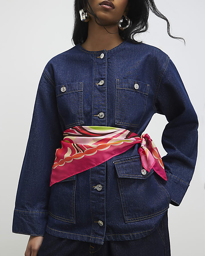 Pink Swirl Print Neck Scarf