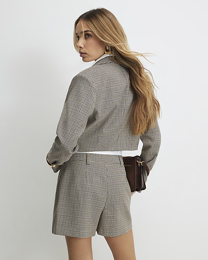 Brown Check Hybrid Tailored Skort