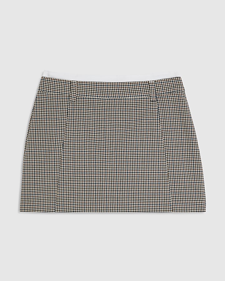 Brown Check Hybrid Tailored Skort