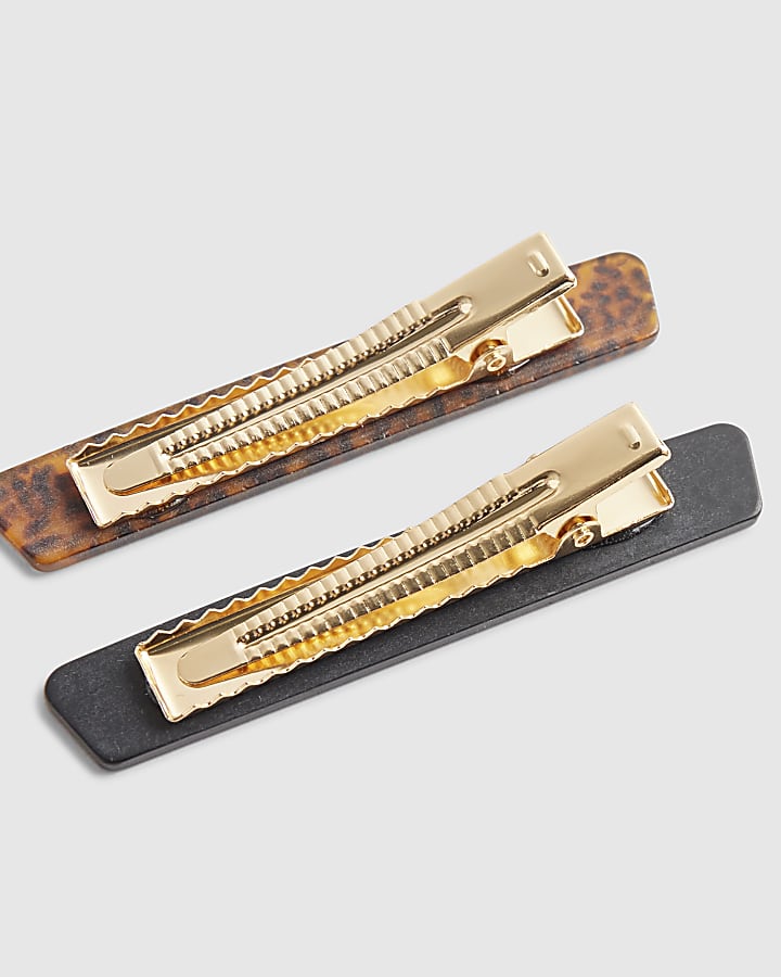 Brown 2 Pack Barrette Hair Clips