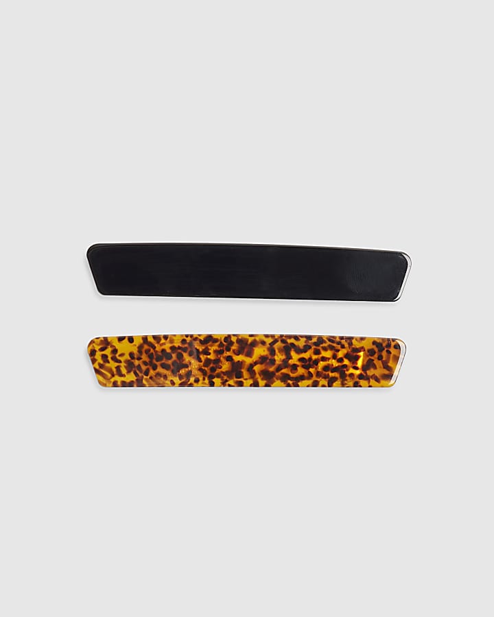 Brown 2 Pack Barrette Hair Clips