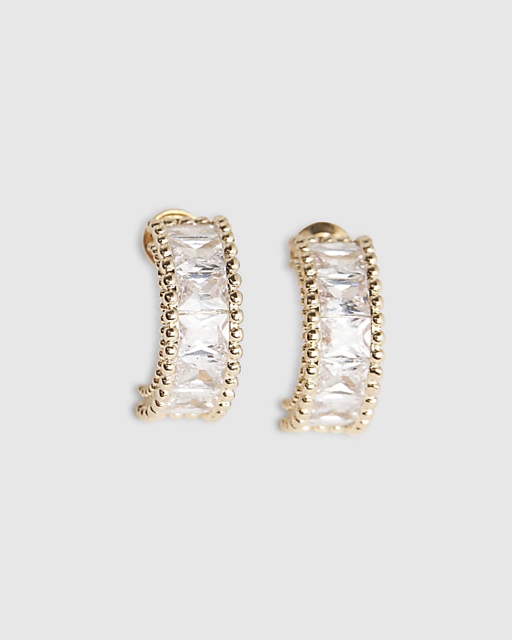 Gold Diamante Mini Hoop Earrings