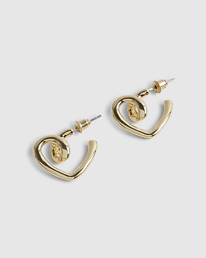 Gold Heart Hoop Earrings