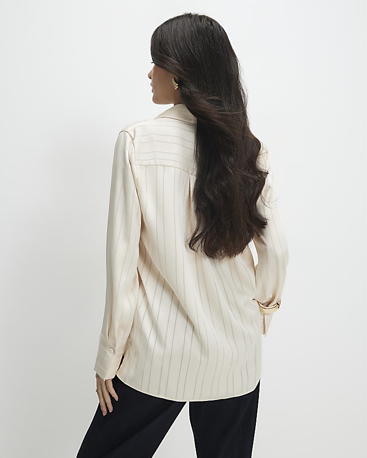 Petite Cream Stripe Blouse