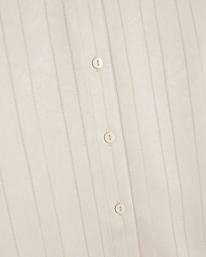 Petite Cream Stripe Crinkle Blouse