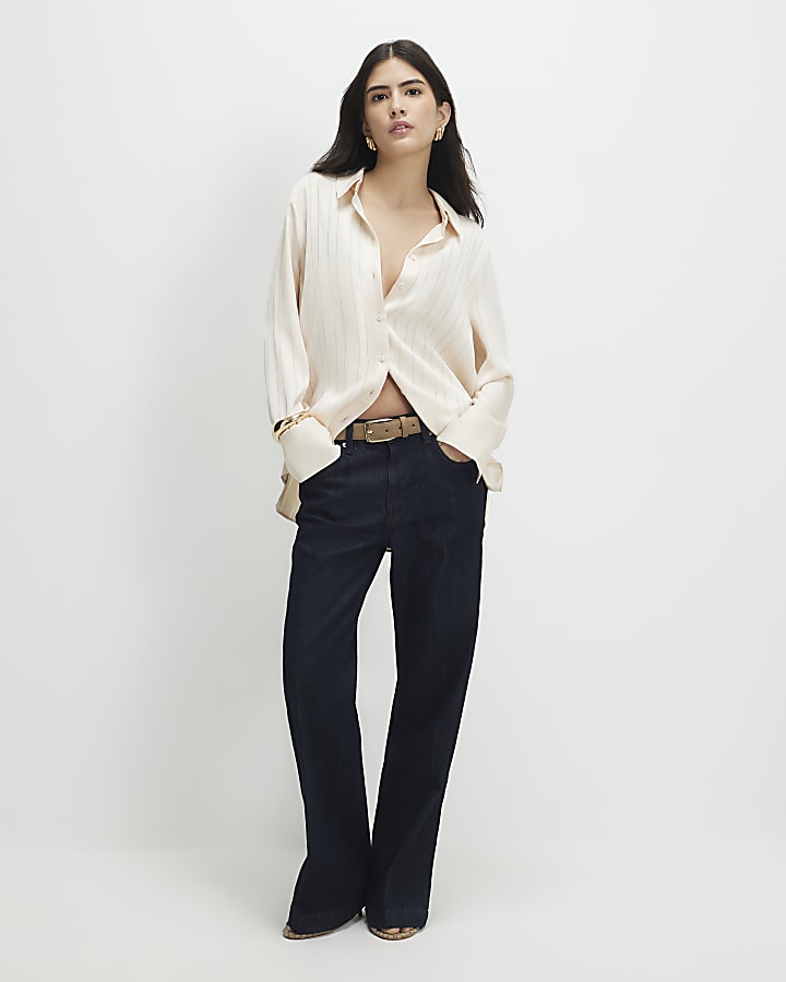 Petite Cream Stripe Blouse