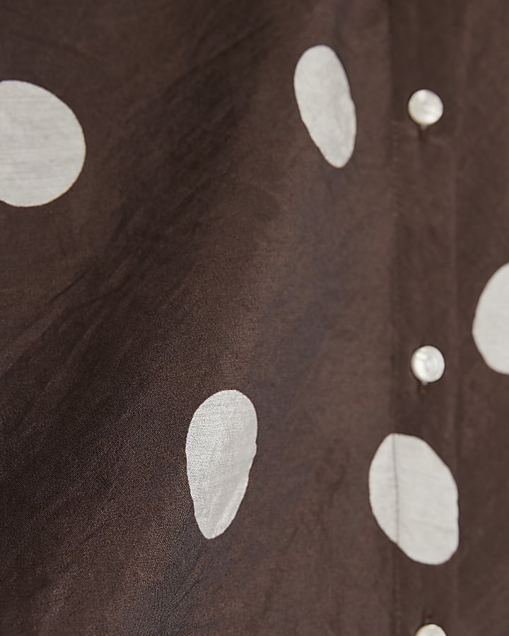 Petite Brown Spot Print Long Sleeve Shirt