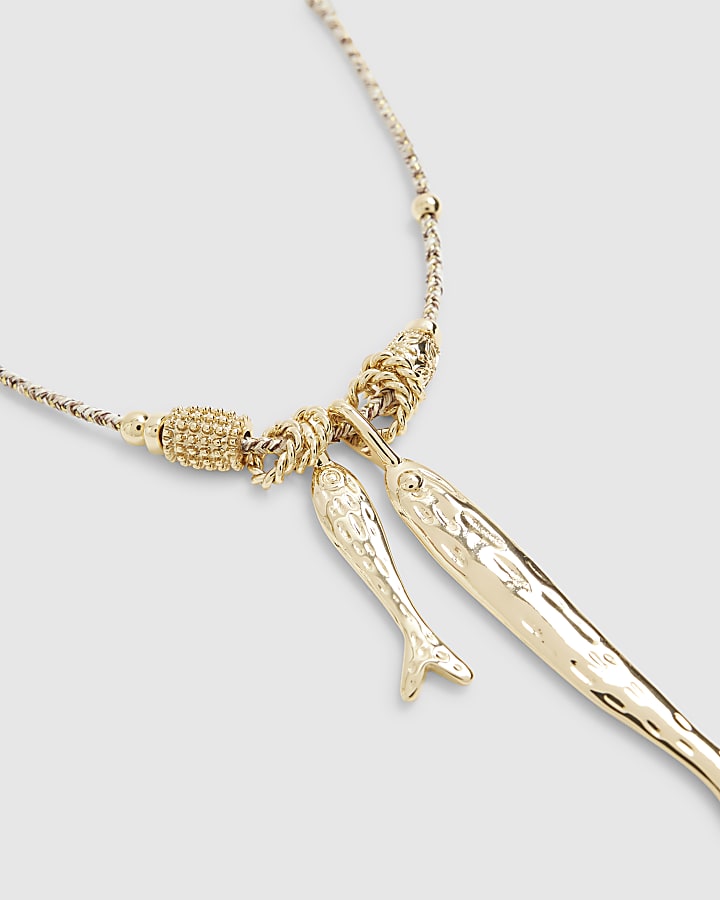Gold Sardine Corded Necklace