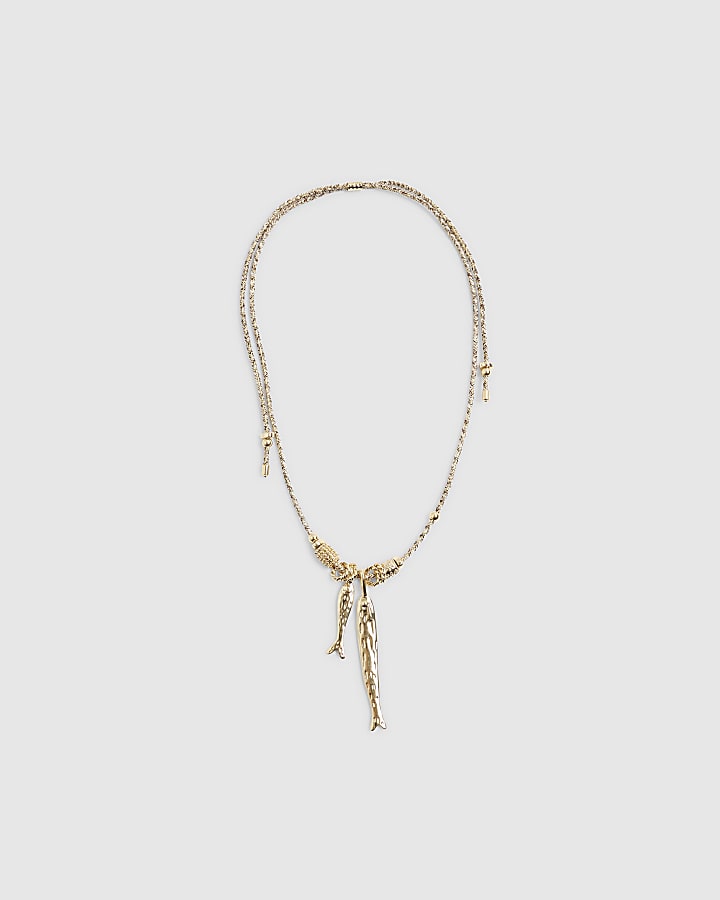 Gold Sardine Corded Necklace