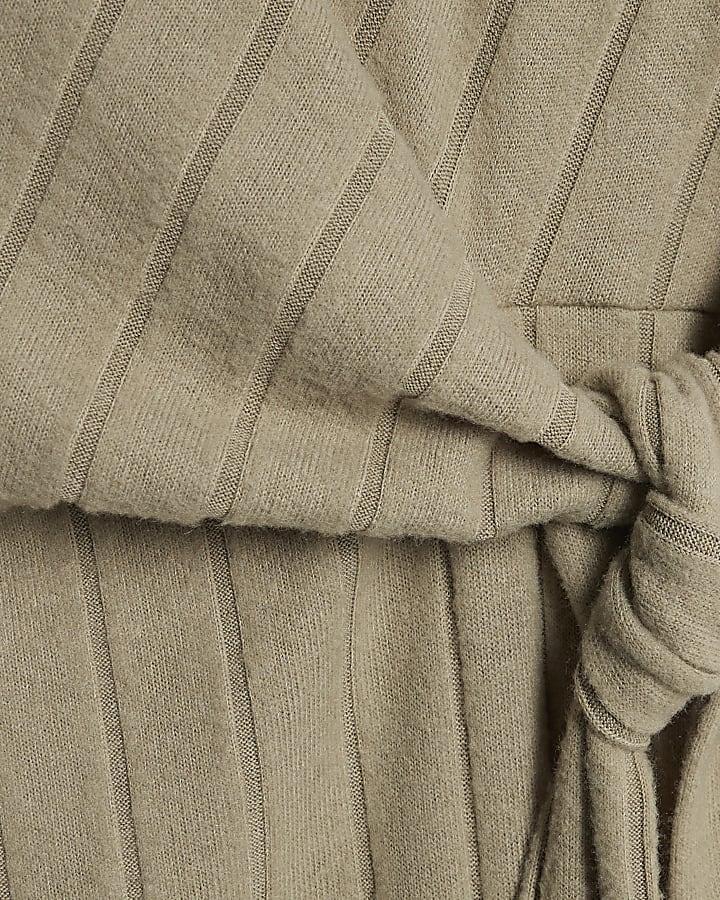 Petite Green Wide Ribbed Cosy Dress