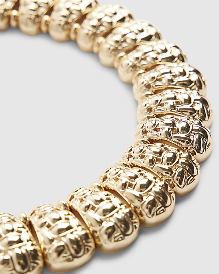 Gold Beaten Link Collar Necklace