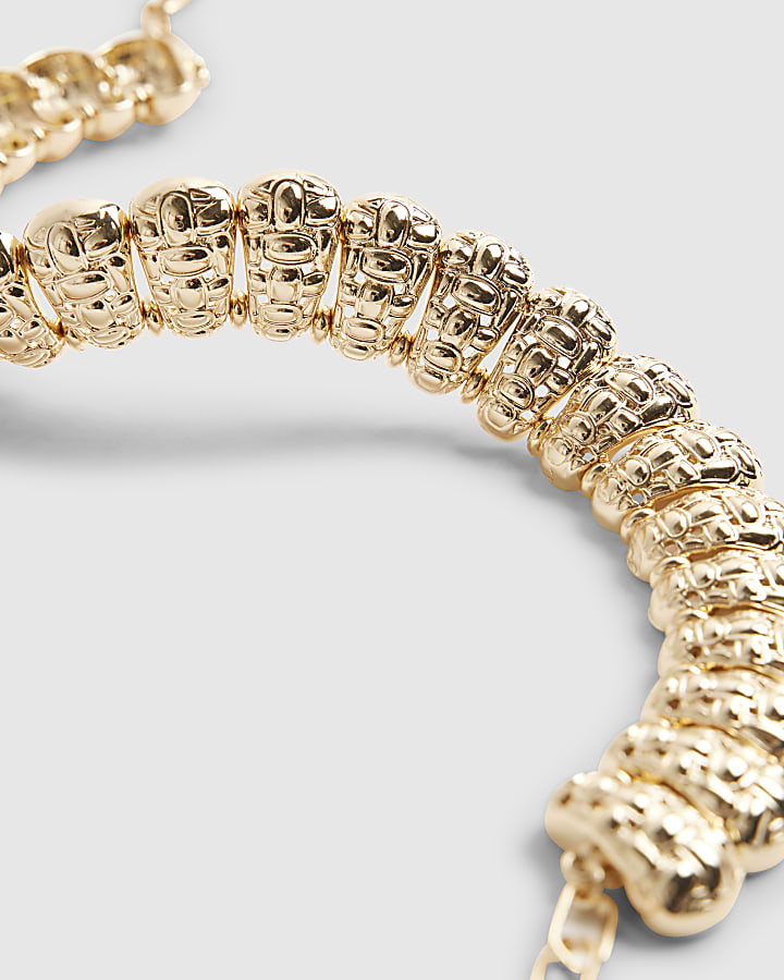 Gold Beaten Link Collar Necklace