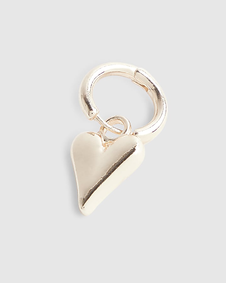 Rose Gold Heart Drop Hoop Earrings