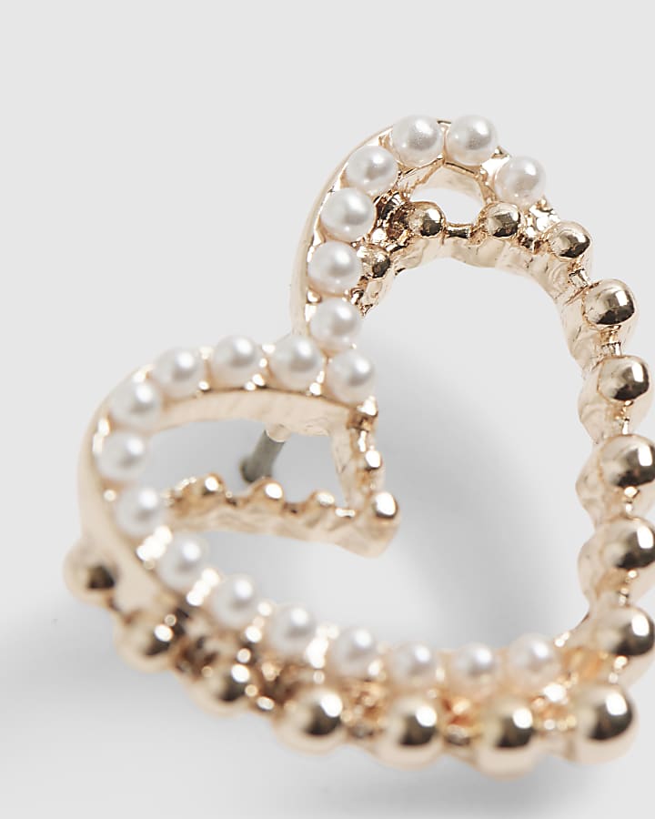 Rose Gold Double Heart Stud Earrings