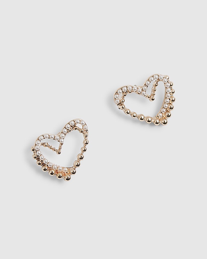 Rose Gold Double Heart Stud Earrings