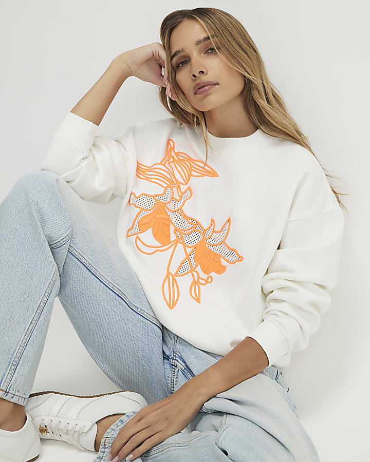Cream Floral Sweatshirt
