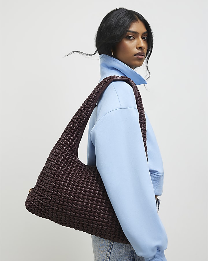 Red Textured Shoulder Bag