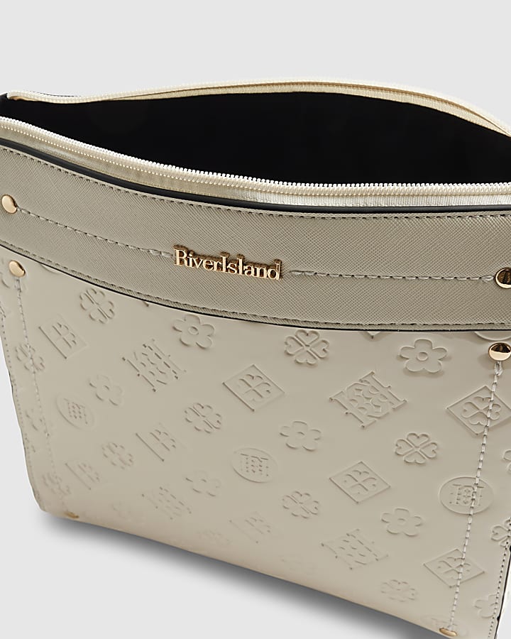 Cream Embossed Monogram Messenger Bundle Bag